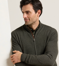 PETER MILLAR EXCURSIONIST FLEX FULL ZIP SWEATER - DARK OLIVE