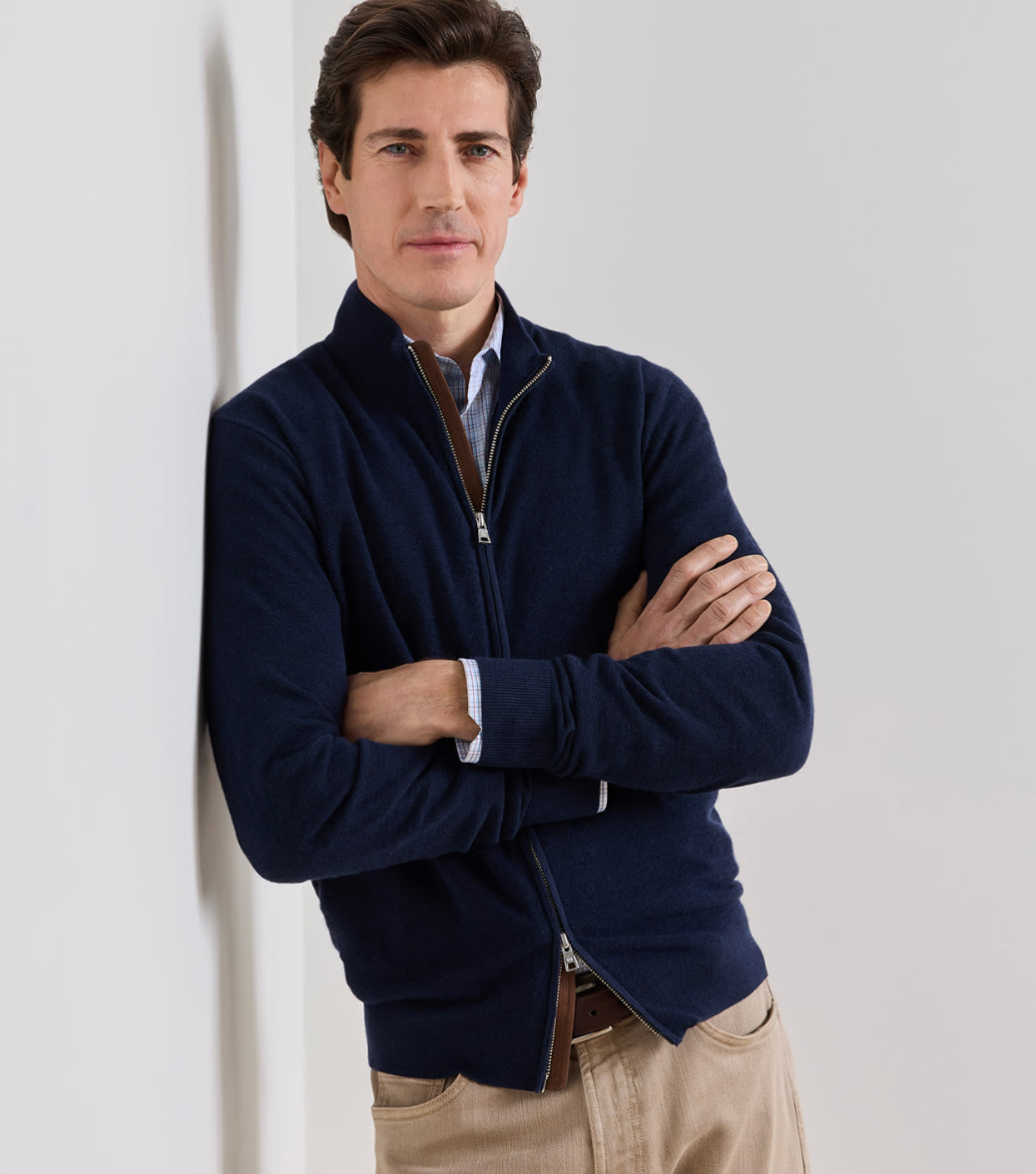 PETER MILLAR EXCURSIONIST FLEX FULL ZIP SWEATER - NAVY