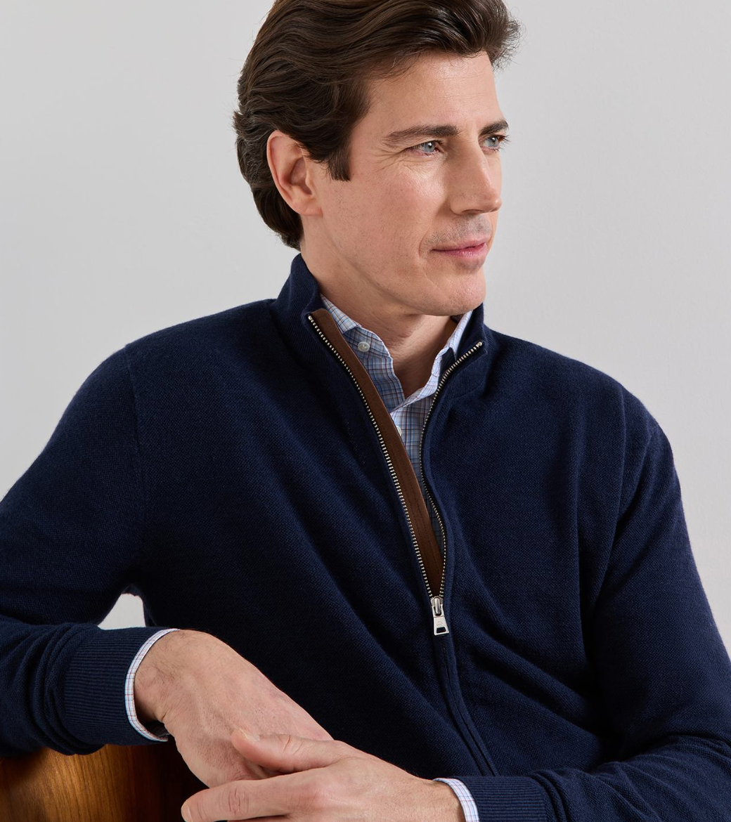 PETER MILLAR EXCURSIONIST FLEX FULL ZIP SWEATER - NAVY
