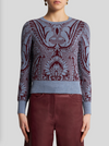 ETRO WOOL KNIT TOP - LIGHT BLUE AND BORDEAUX