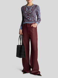 ETRO WOOL KNIT TOP - LIGHT BLUE AND BORDEAUX