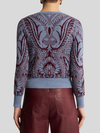 ETRO WOOL KNIT TOP - LIGHT BLUE AND BORDEAUX