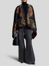 ETRO EMBROIDERED FLORAL CAPE - BLUE