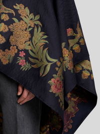 ETRO EMBROIDERED FLORAL CAPE - BLUE