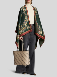 ETRO EMBROIDERED FLORAL CAPE - GREEN