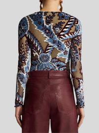 ETRO FLORAL TOP - LIGHT BLUE AND GREY