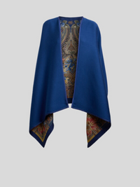 ETRO REVERSIBLE CAPE - FLORAL & ROYAL BLUE