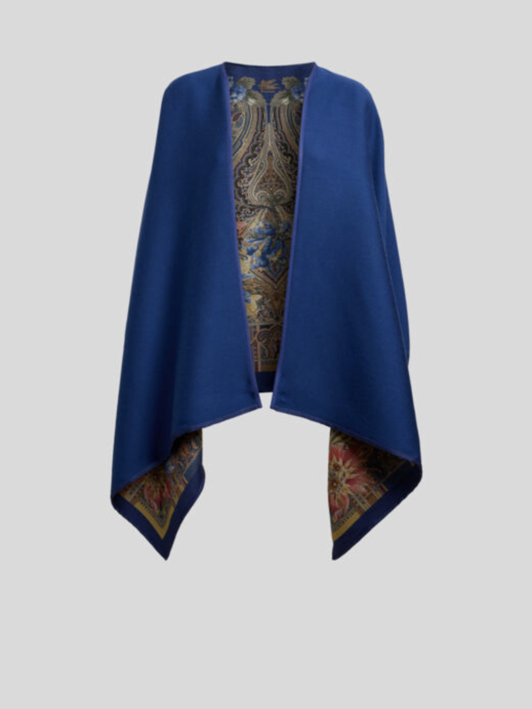 ETRO REVERSIBLE CAPE - FLORAL & ROYAL BLUE