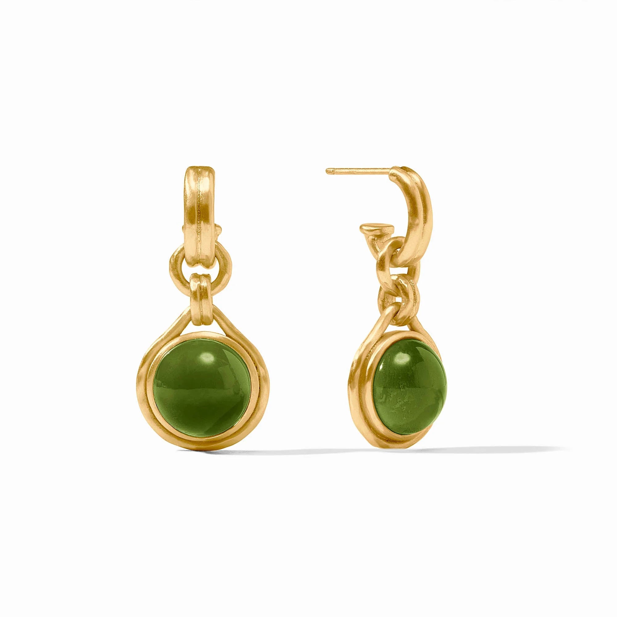JULIE VOS SOLARA HOOP & CHARM EARRING - IRIDESCENT PALMETTO GREEN
