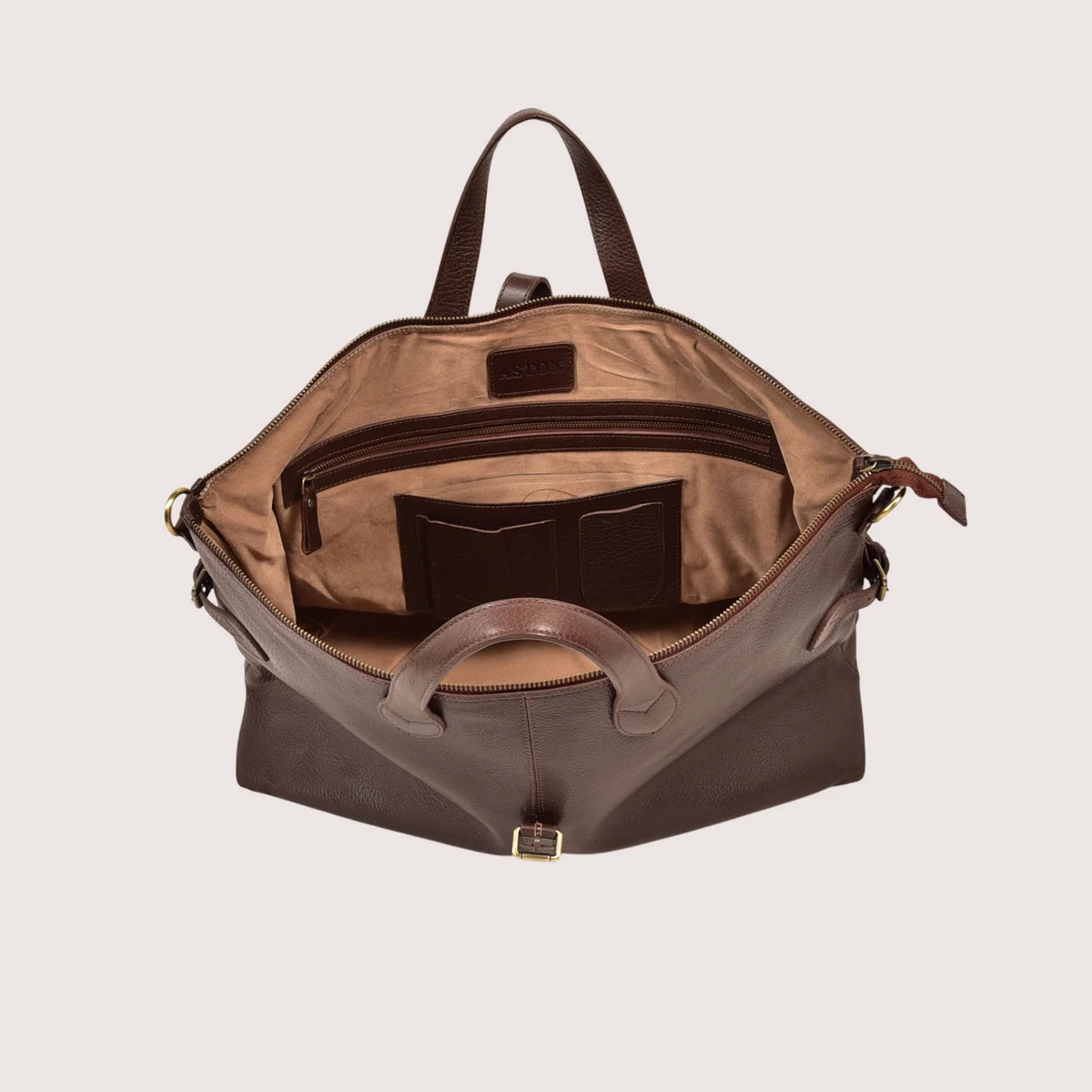 ASTON LEATHER -  OLSEN CARRY-ON BAG - BROWN LEATHER