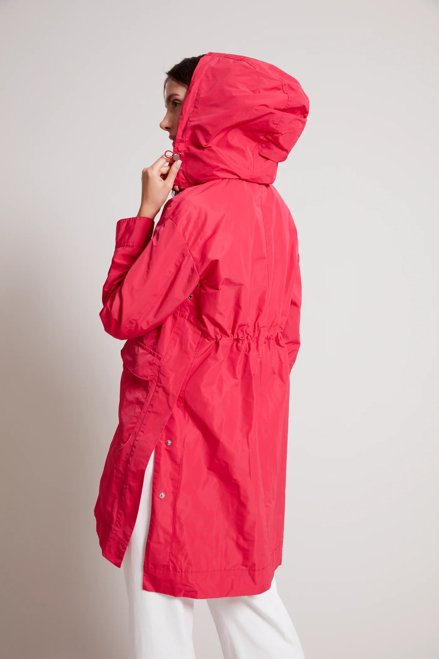 ADROIT TORI NYLON JACKET WITH REMOVABLE HOOD - RASPBERRY
