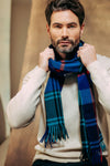 JOSHUA ELLIS CASHMERE SCARF - BLUE/AQUA/RED PLAID