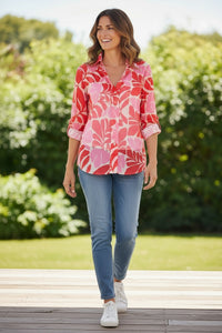INES DE LA FRESSANGE MAUREENA SHIRT - RED/PINK FLORAL