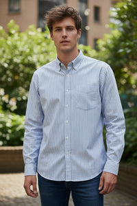 GIANGI NAPOLI MEN'S SHIRT - BLUE/NAVY EXTRAFINE STRIPE