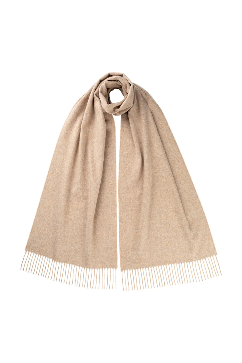 JOHNSTONS OF ELGIN WIDE CASHMERE SCARF - OATMEAL