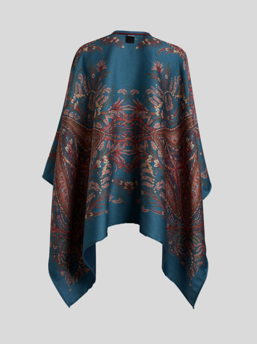 ETRO WOOL/MODAL CAPE - TEAL