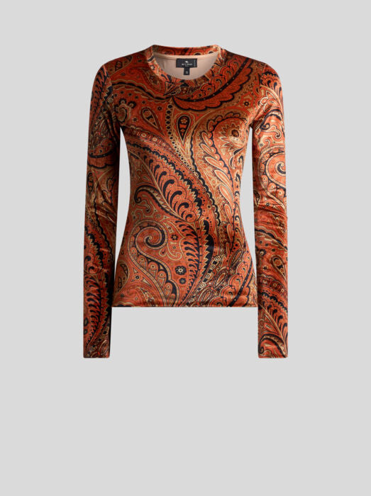 ETRO PAISLEY JERSEY TOP - ORANGE