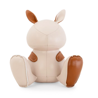 Button Down SF vegan leather rabbit bookend in wheat and tan. Cute home decor for shelves.