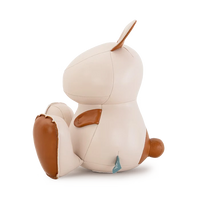 Button Down SF ZÜNY DAFI rabbit bookend in wheat and tan vegan leather. Decorative home accent.
