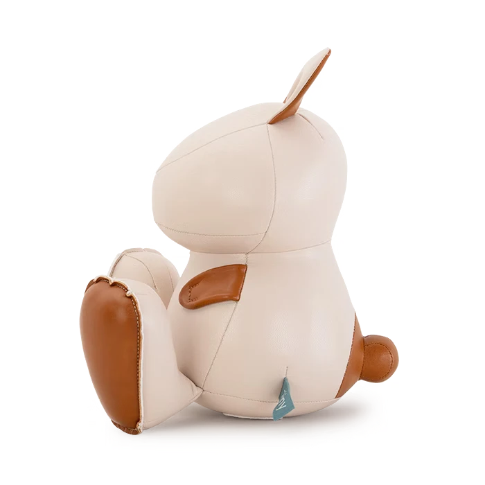 Button Down SF ZÜNY DAFI rabbit bookend in wheat and tan vegan leather. Decorative home accent.