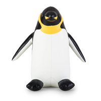 Button Down SF black and white vegan leather penguin bookend with yellow accents.