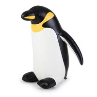 Button Down SF black and white vegan leather penguin bookend with yellow accents.