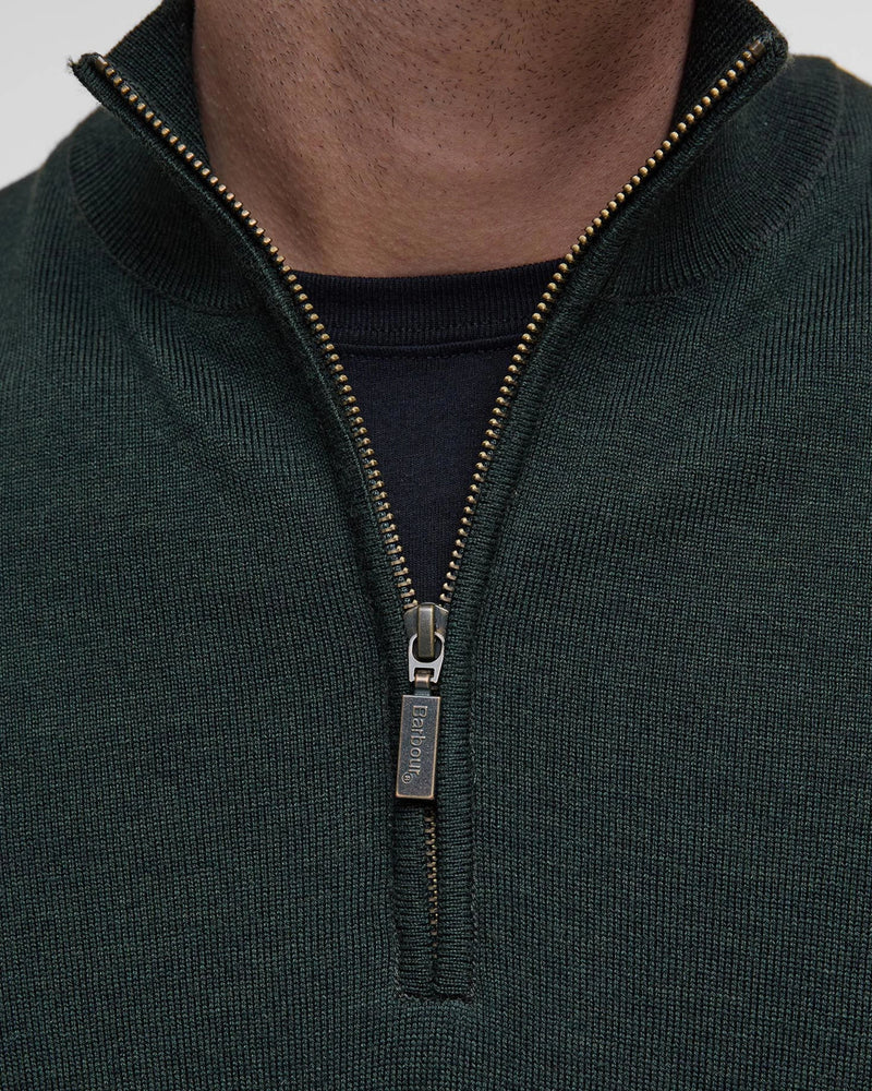 BARBOUR GAMLIN HALF-ZIP SWEATER - OLIVE