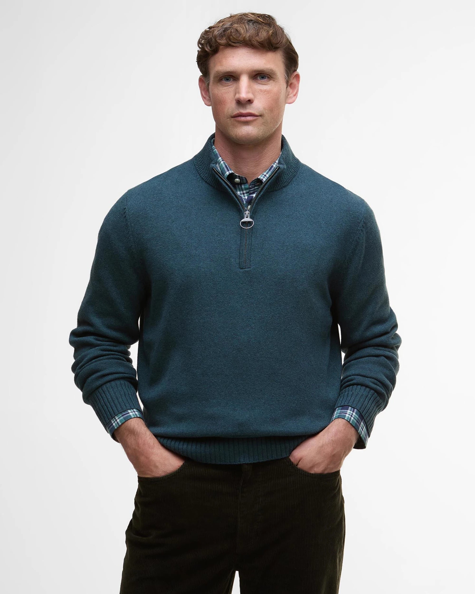 BARBOUR KELSON HALF-ZIP SWEATER - MALLARD GREEN