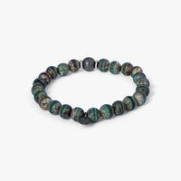 TATEOSSIAN LHASA GRAFFIATO BEADED BRACELET - BLACK RUTHENIUM PLATED WITH GREEN AGATE