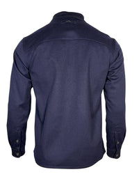 Button Down SF navy blue Loro Piana cashmere overshirt jacket with Storm System technology. Classic collar, button cuffs.