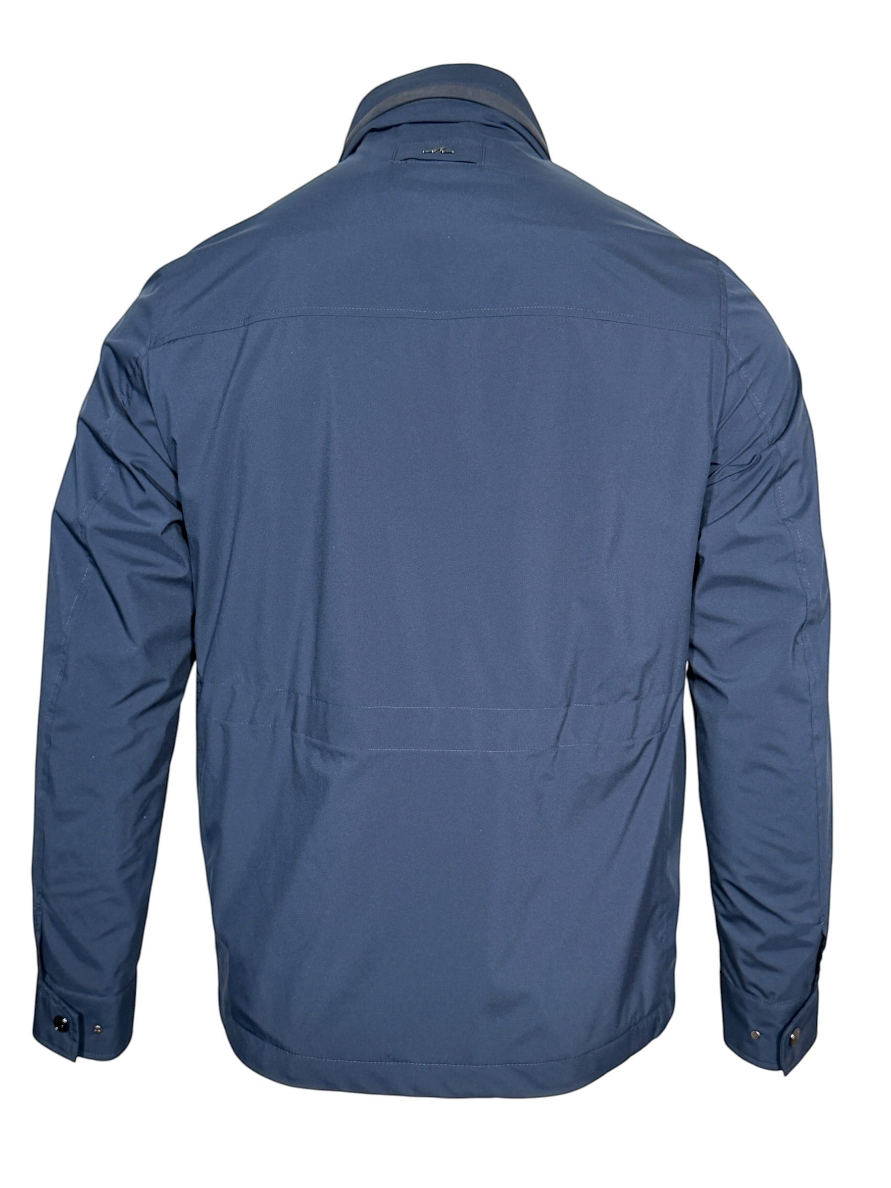 Button Down SF navy blue PAUL & SHARK Typhoon Platinum field jacket with stand-up collar and utility pockets.