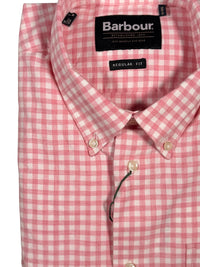 Button Down SF pink gingham cotton elastane regular fit long sleeve shirt with button-down collar.