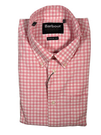 Button Down SF pink and white gingham cotton elastane regular fit long sleeve shirt with button-down collar and chest pocket.