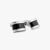 TATEOSSIAN CUFF LINKS - D SHAPED WITH BLACK CARBON FIBRE IN PALLADIUM