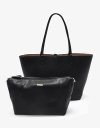 REMI/REID DEPARTURE REVERSIBLE TOTE BAG - BLACK/TAUPE