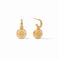 JULIE VOS FLEUR-DE-LIS HOOP & CHARM EARRING - IRIDESCENT STRAWBERRY