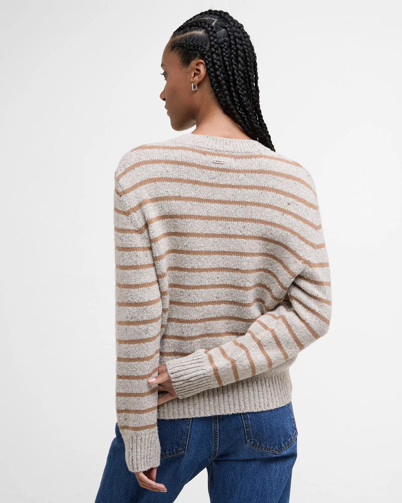 BARBOUR CLAYDON KNITTED WOMEN'S SWEATER - OATMEAL STRIPE