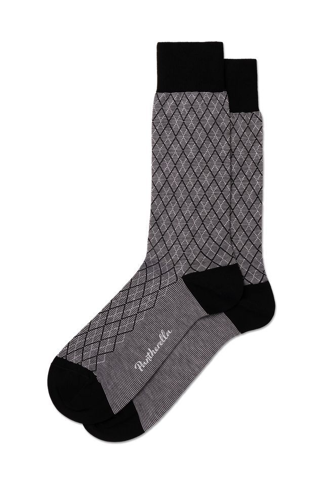 PANTHERELLA KINGSLEY MEN'S COTTON FIL D'ECOSSE SOCK - BLACK