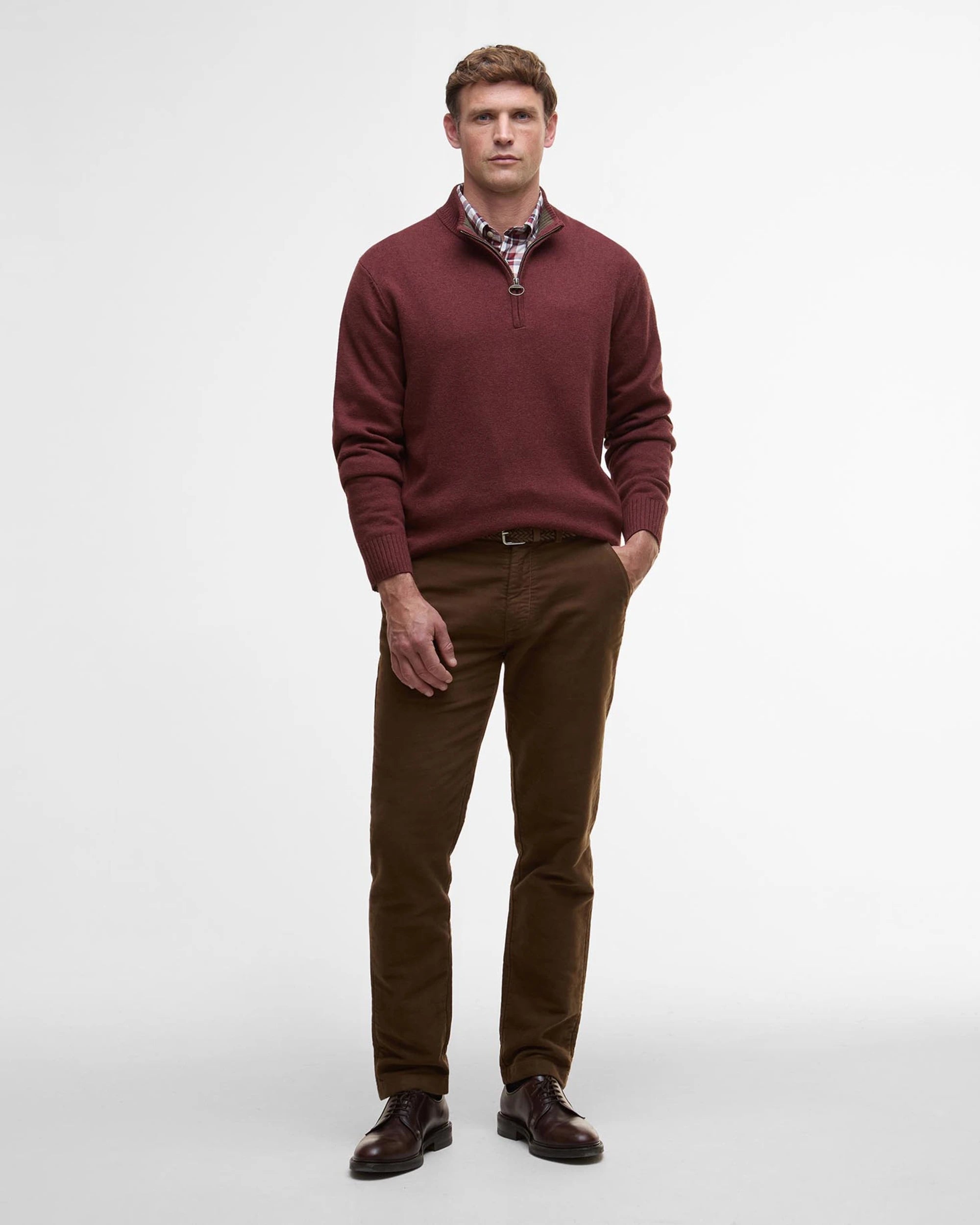 BARBOUR KELSON HALF-ZIP SWEATER - FIRED BRICK