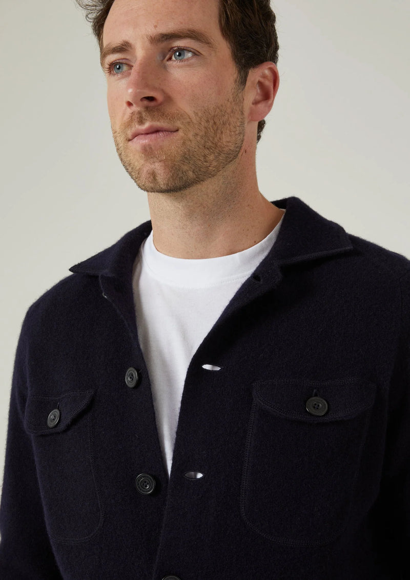 ALAN PAINE FERNDALE WOOL SHIRT JACKET - NAVY