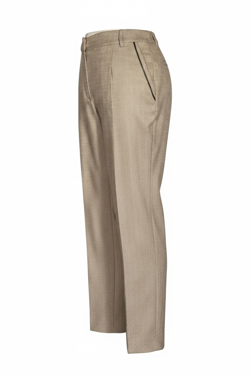 PUROTATTO TROUSER - TAN HERRINGBONE