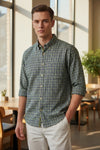GMF 965 MEN'S SPORT SHIRT - GREEN/NAVY CHECK