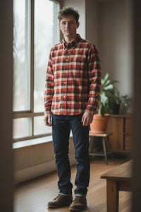 HARTFORD MEN'S CASUAL MINI BUFFALO CHECK SHIRT - RED