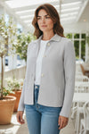 HUBERT GASSER HORIZONTAL RIB CARDIGAN - PALE BLUE