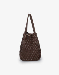 REMI/REID HOLLACE MINI WOVEN TOTE BAG - CHOCOLATE
