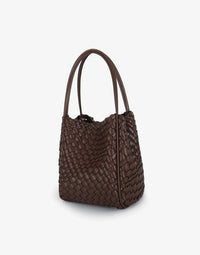 REMI/REID HOLLACE MINI WOVEN TOTE BAG - CHOCOLATE
