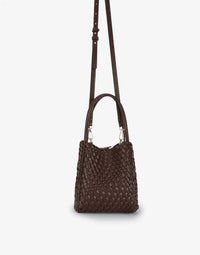 REMI/REID HOLLACE MINI WOVEN TOTE BAG - CHOCOLATE