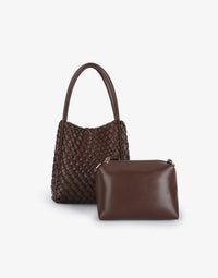 REMI/REID HOLLACE MINI WOVEN TOTE BAG - CHOCOLATE