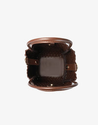 REMI/REID HOLLACE MINI WOVEN TOTE BAG - CHOCOLATE