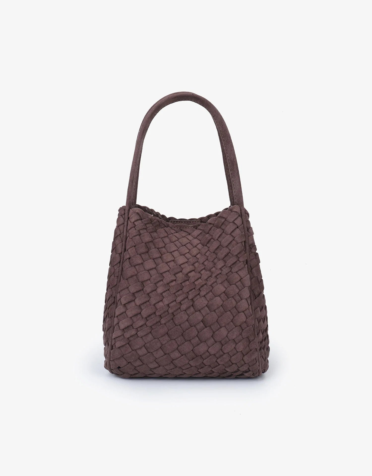 REMI/REID HOLLACE MINI WOVEN FAUX SUEDE TOTE BAG - CHOCOLATE
